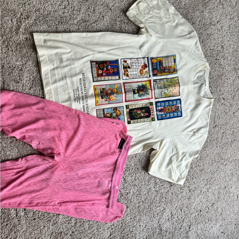 Marine Serre Graphic T-Shirt and Pink tight Set